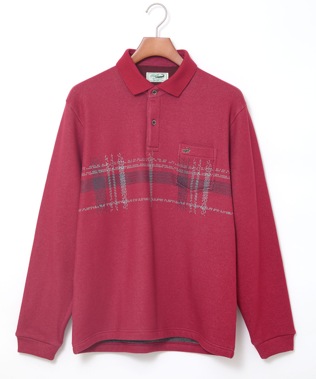 チェック柄 プリント ポロシャツ