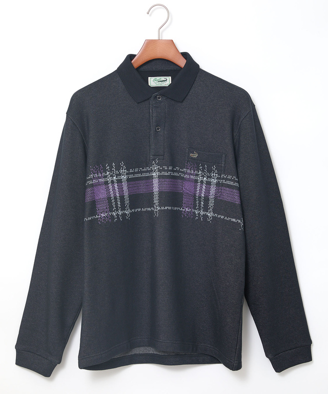 チェック柄 プリント ポロシャツ