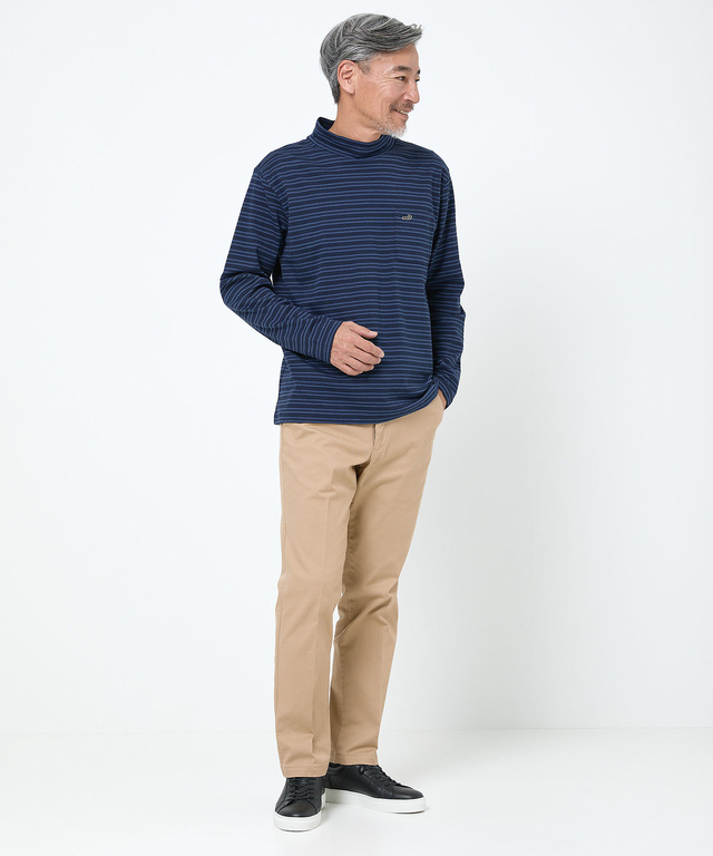 スムース素材 ハイネック カットソー