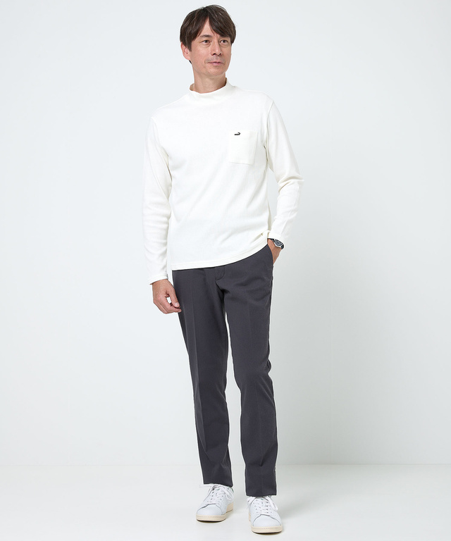 テレコ編み ハイネック カットソー