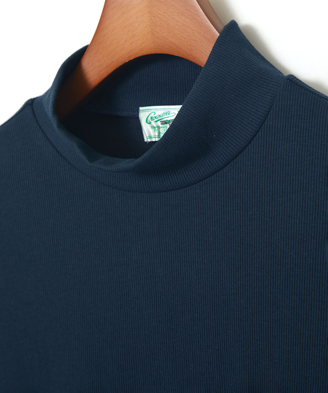 テレコ編み ハイネック カットソー