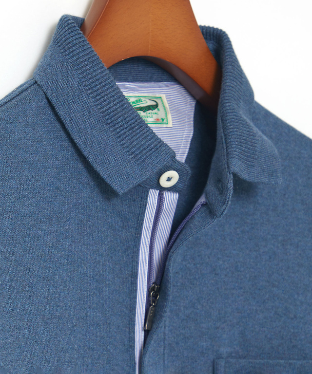 襟デザイン ジップ ポロシャツ