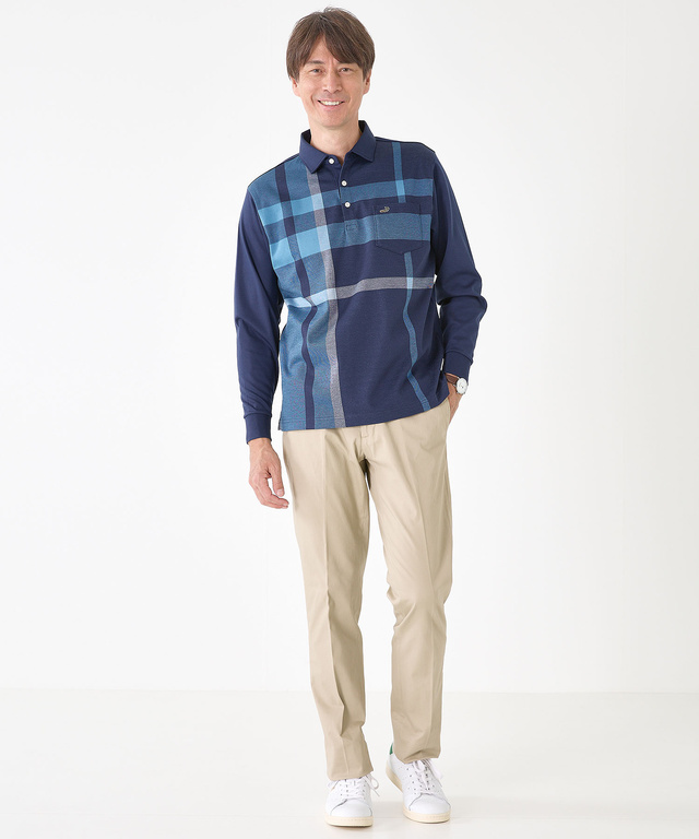 シルケット パネルチェック ポロシャツ