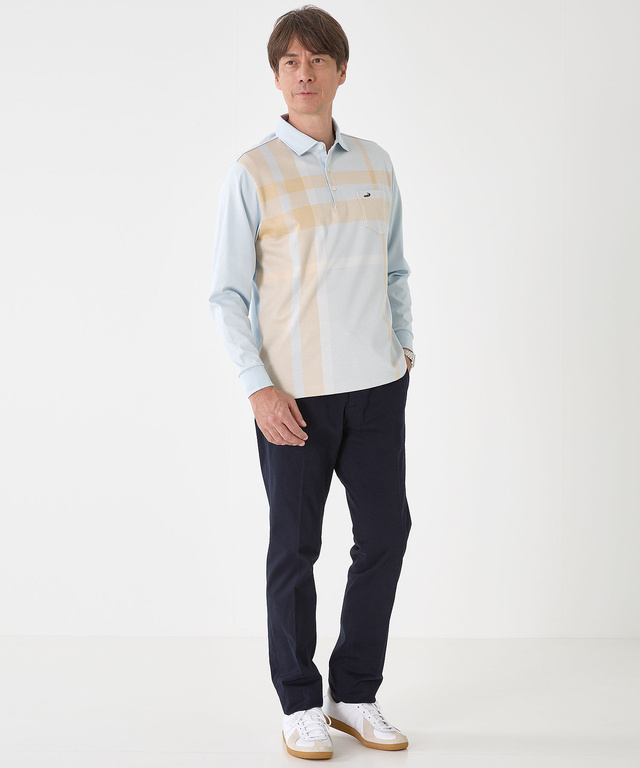 シルケット パネルチェック ポロシャツ