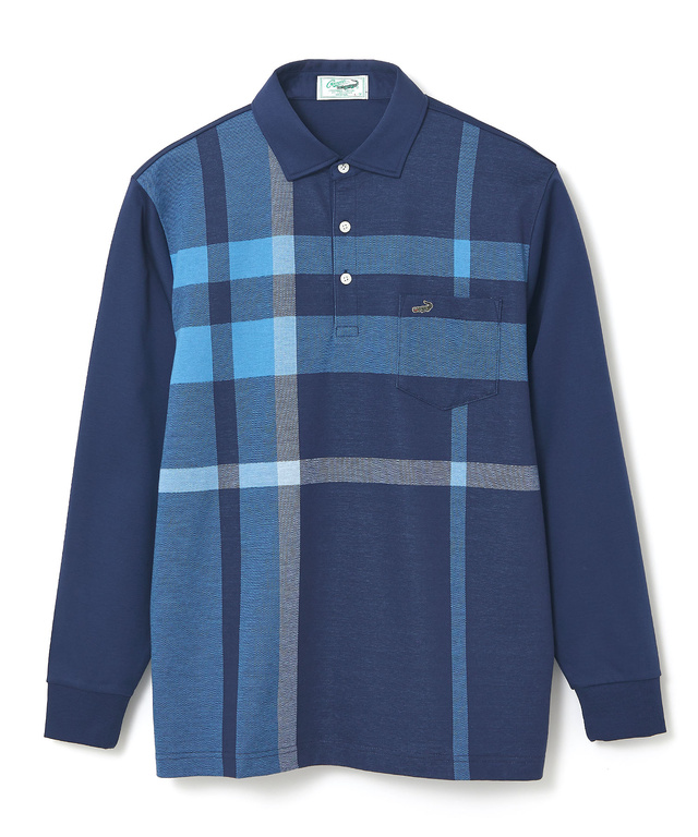 シルケット パネルチェック ポロシャツ