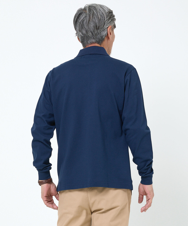 パネルボーダー 長袖ポロシャツ【日本製生地】