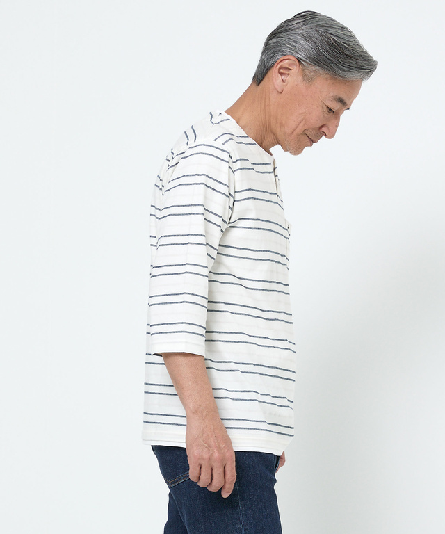 ボーダー レイヤー風 七分袖Tシャツ