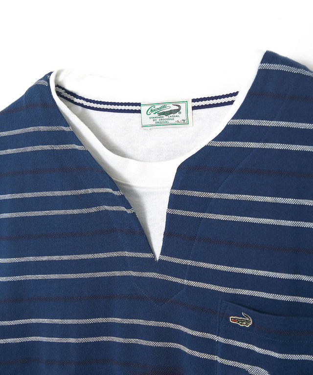 ボーダー レイヤー風 七分袖Tシャツ