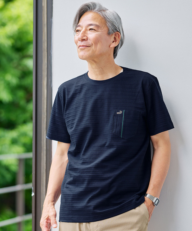 スノーコットン シャドーボーダー Tシャツ【接触冷感】