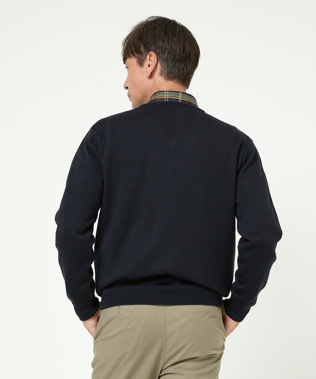 10ゲージVネックセーター【洗濯機洗いOK】