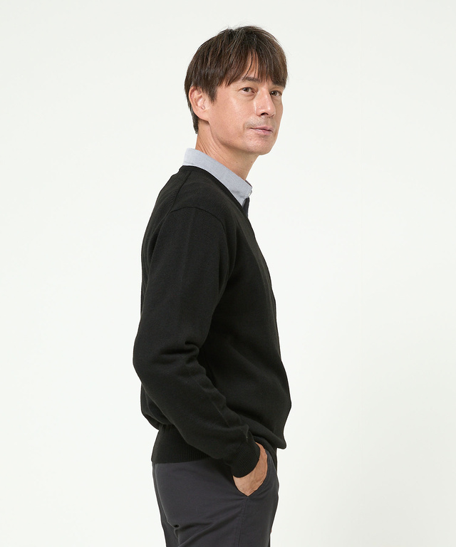 10ゲージVネックセーター【洗濯機洗いOK】