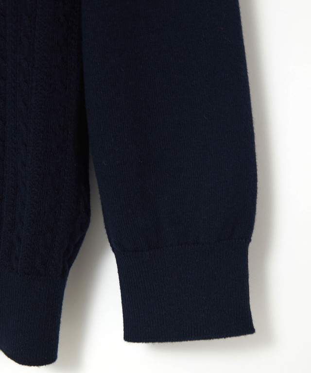 ケーブル柄 フルジップ カーディガン