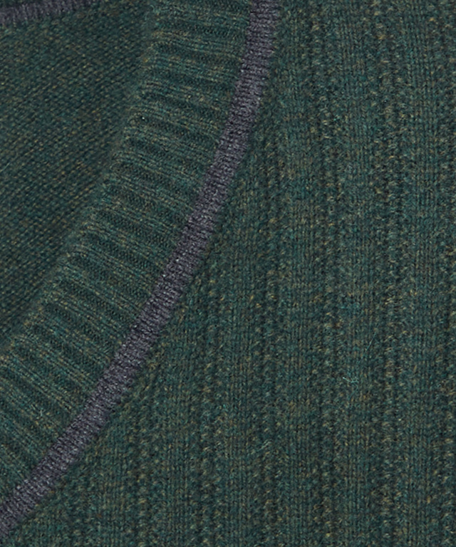 ウール 襟配色 Vネック ニット【手洗いOK】