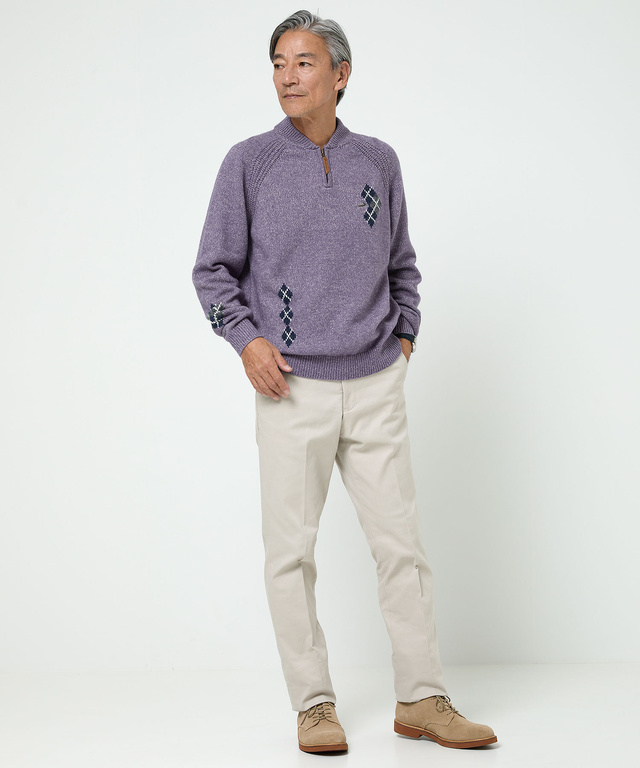 ハーフジップ 配色 ニット