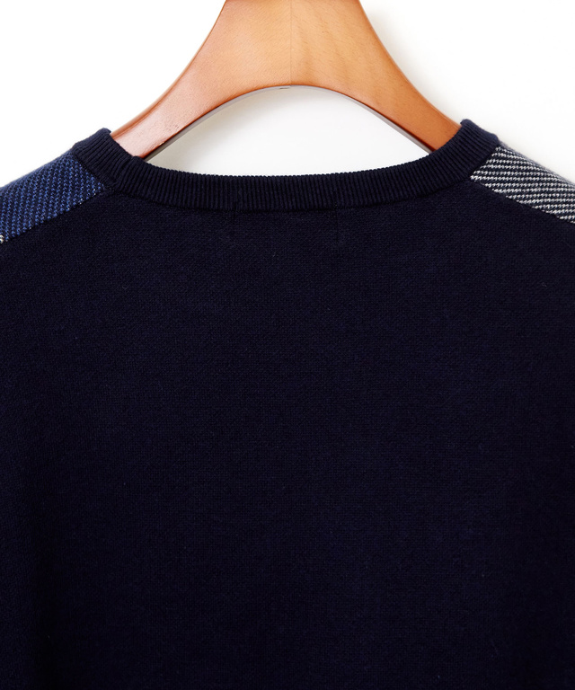 カシミヤブレンド ブロックチェック ニット【手洗いOK】