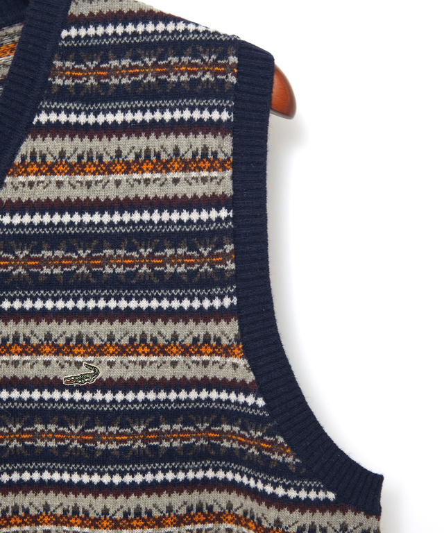 ウール フェアアイル柄  Vネック ベスト【手洗いOK】