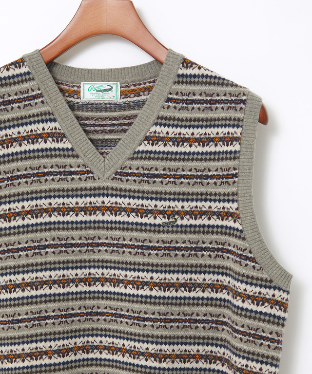 ウール フェアアイル柄  Vネック ベスト【手洗いOK】
