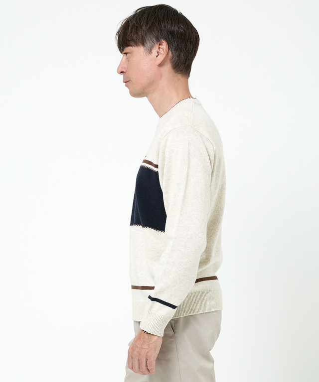 ウールブレンド ワイドボーダー ニット 【手洗いOK】