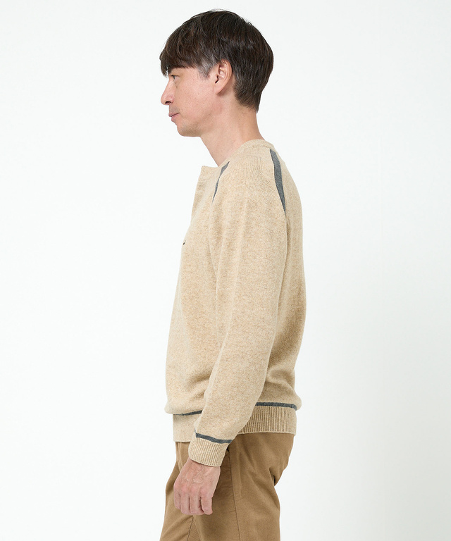 ウールブレンド ヘンリーネック ニット【手洗いOK】