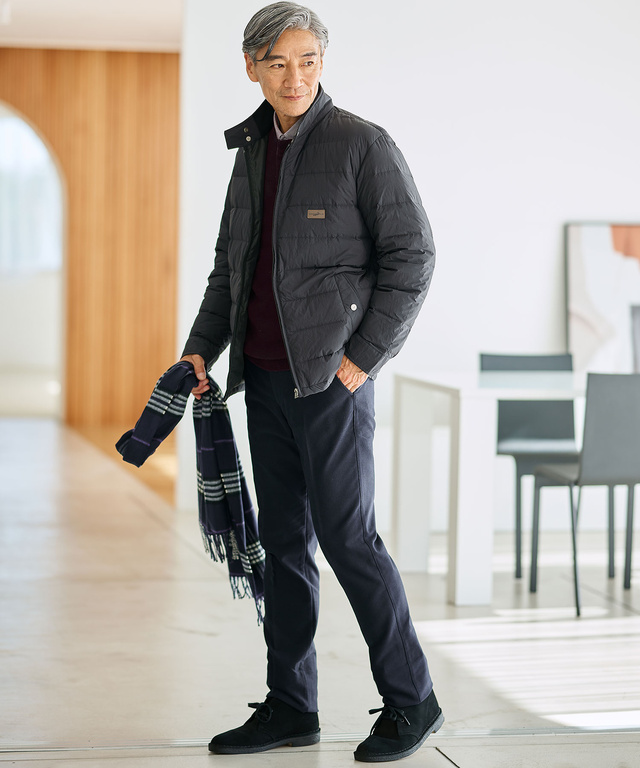 ウールブレンド ヘンリーネック ニット【手洗いOK】