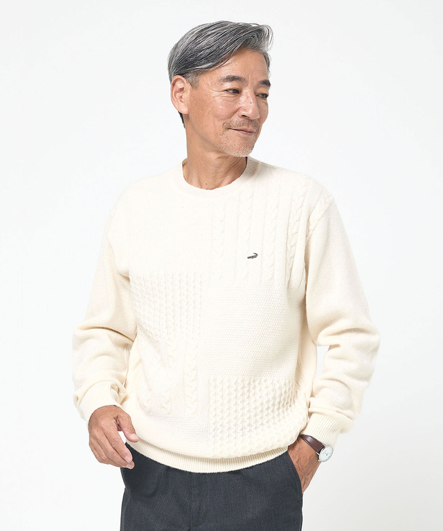 ラムウール マルチパターン ニット