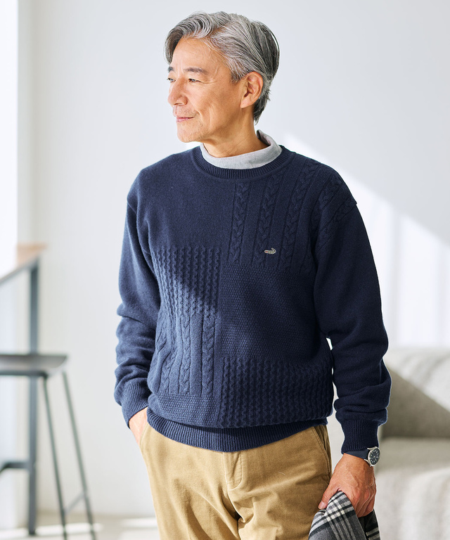 ラムウール マルチパターン ニット