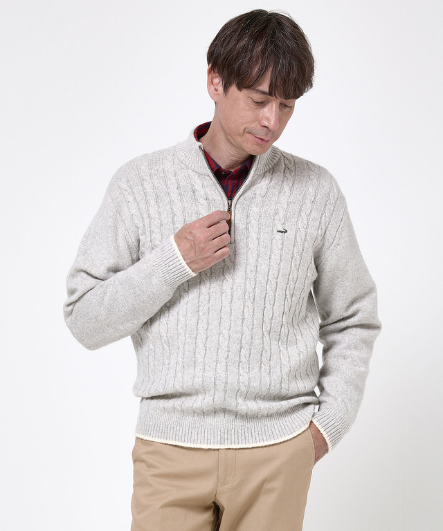 ウールブレンド ハーフジップ ニット