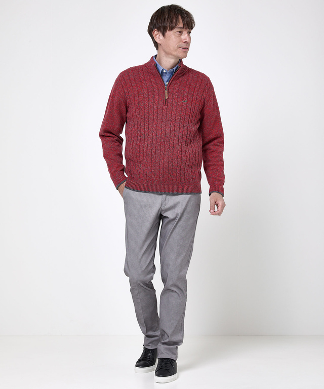 ウールブレンド ハーフジップ ニット