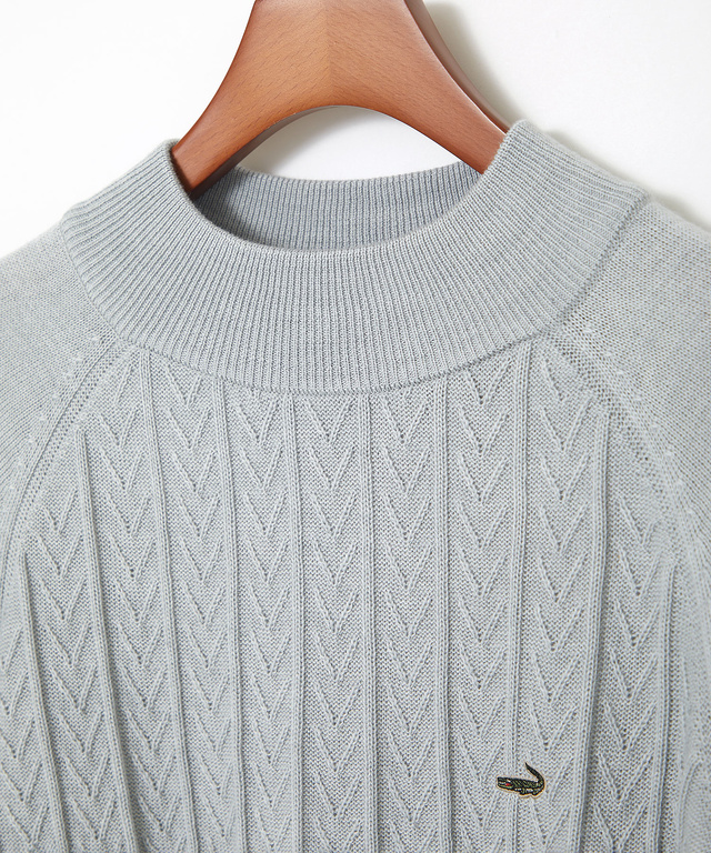 ウールブレンド ケーブル柄 モックネック ニット【手洗いOK】