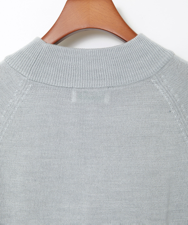 ウールブレンド ケーブル柄 モックネック ニット【手洗いOK】