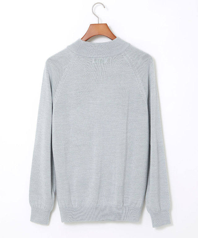 ウールブレンド ケーブル柄 モックネック ニット【手洗いOK】