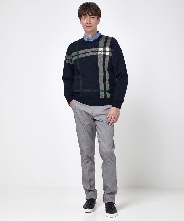 カシミヤブレンド チェック柄 ニット【手洗いOK】