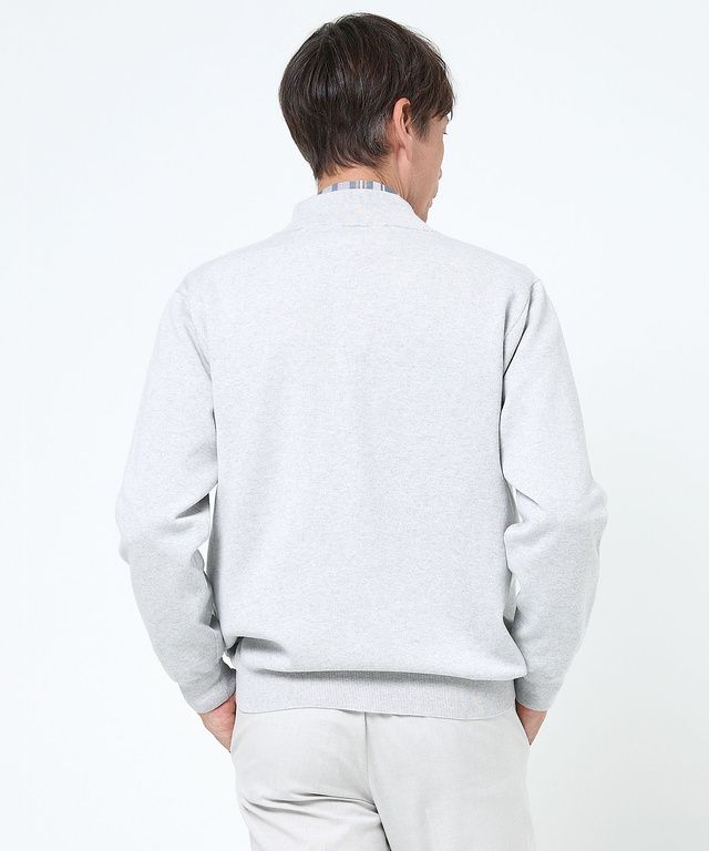 スタンドカラー スウェットライク カーディガン 【手洗いOK】