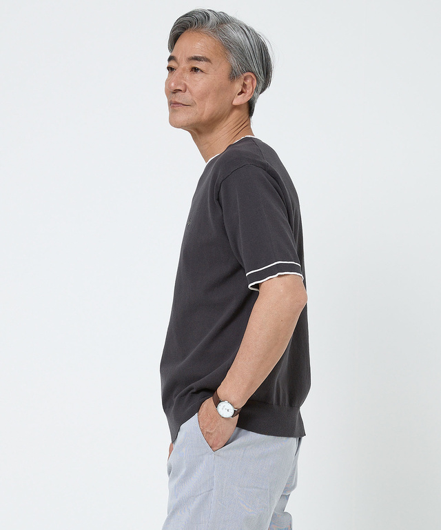 レイヤード風 ニット Tシャツ【手洗いOK】