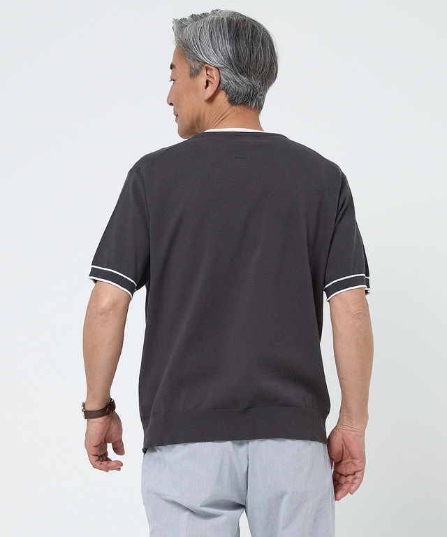 レイヤード風 ニット Tシャツ【手洗いOK】