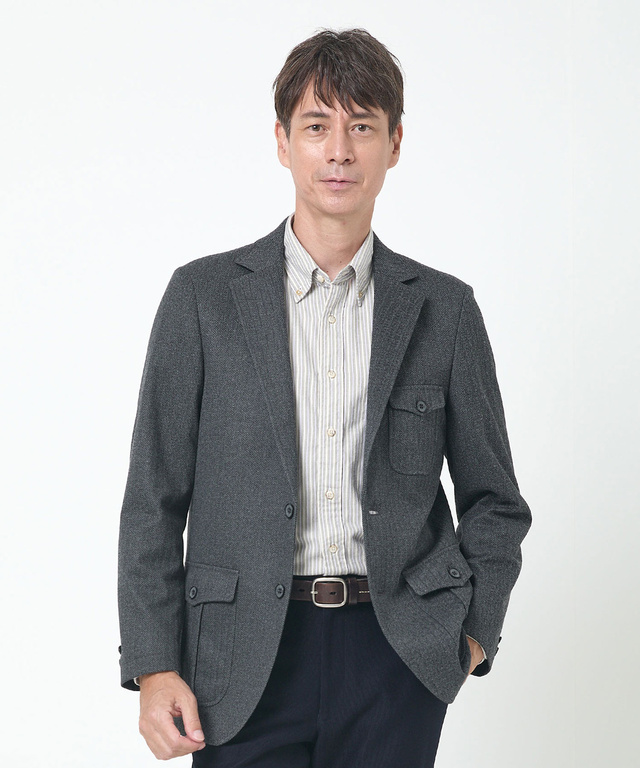 ウールライク ヘリンボーン ジャケット