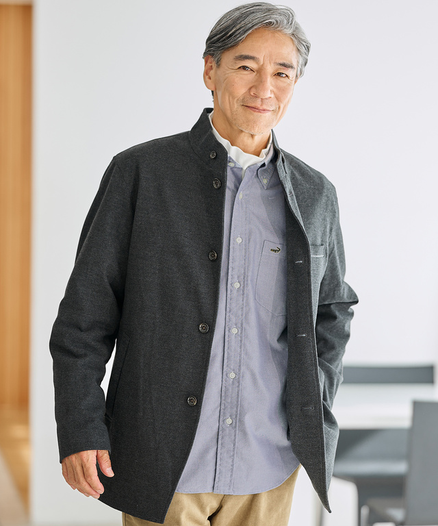 ジャージーメルトン スタンドカラー ジャケット