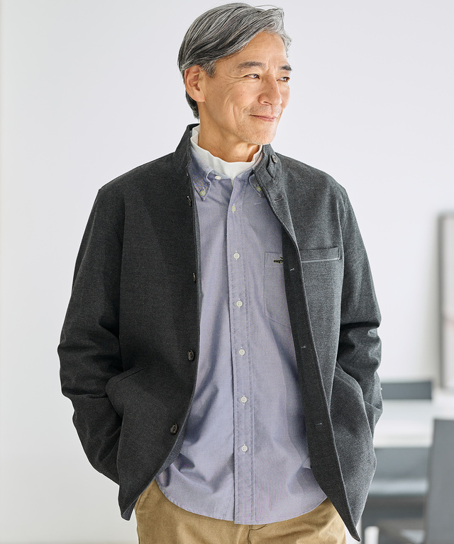 ジャージーメルトン スタンドカラー ジャケット