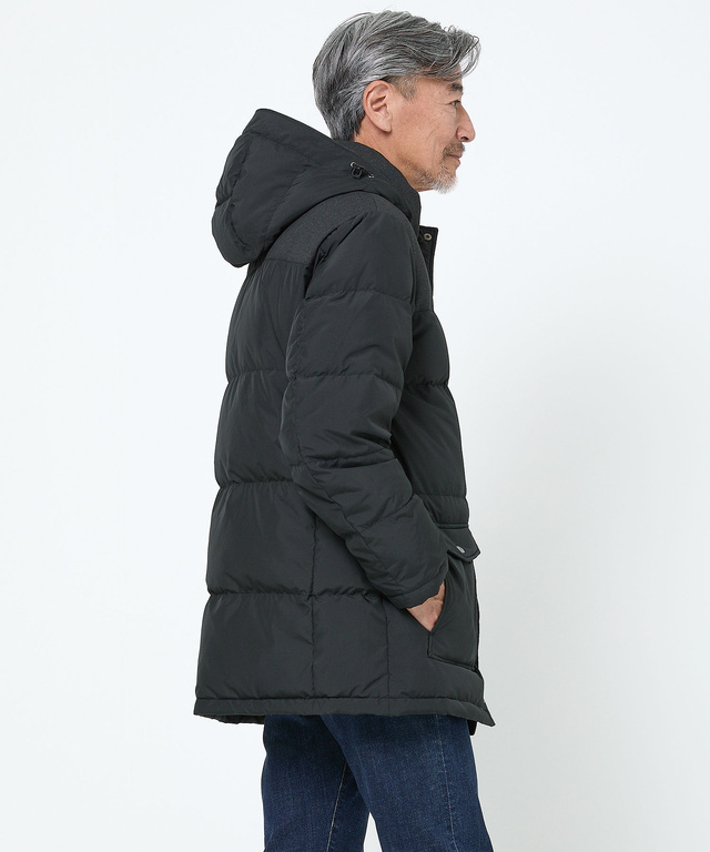 フード付き 切り替え ダウンコート