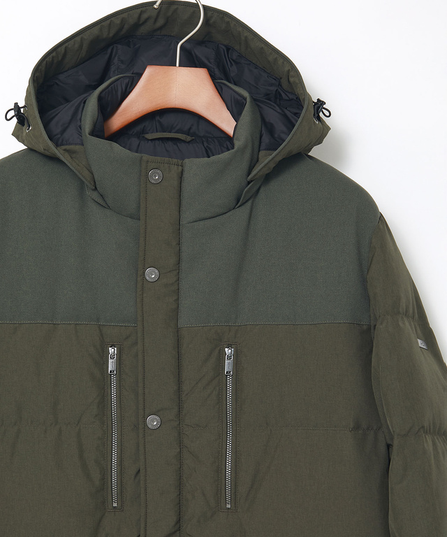 フード付き 切り替え ダウンコート