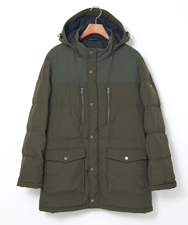 フード付き 切り替え ダウンコート