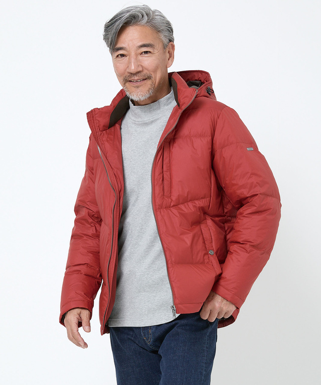 フード付き  スタンドカラー ダウンジャケット