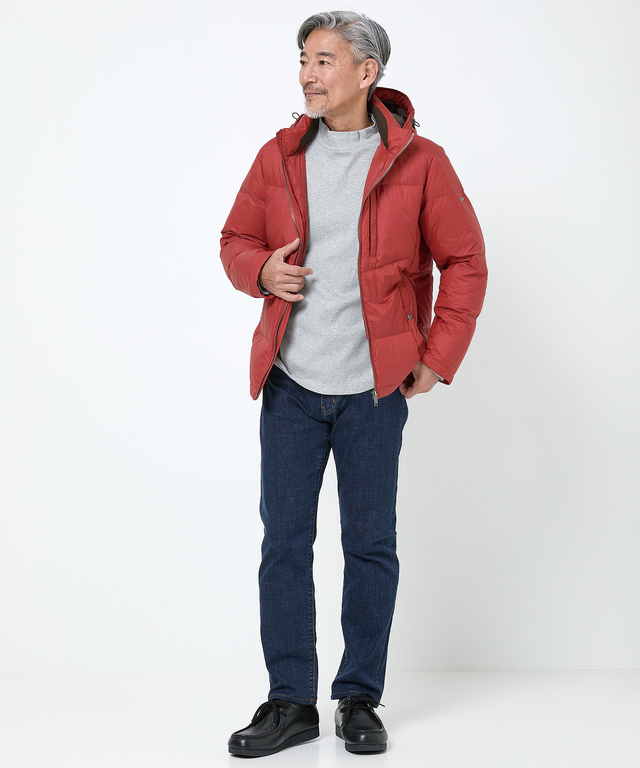 フード付き  スタンドカラー ダウンジャケット