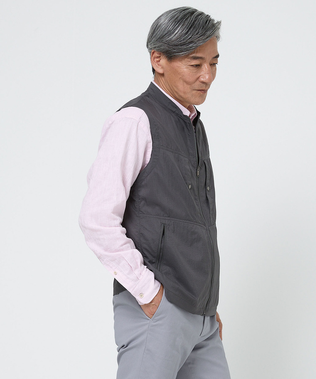 ナイロン マルチポケット ジップベスト