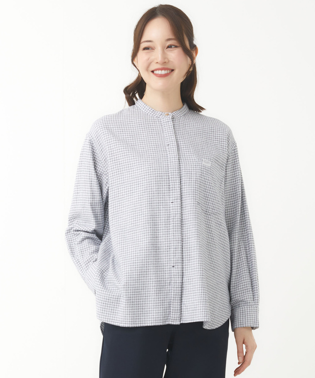 バンドカラー 微起毛 ブラウス