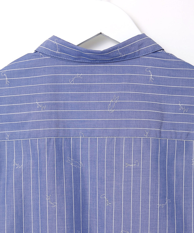 スキッパーカラー ストライプ ブラウス