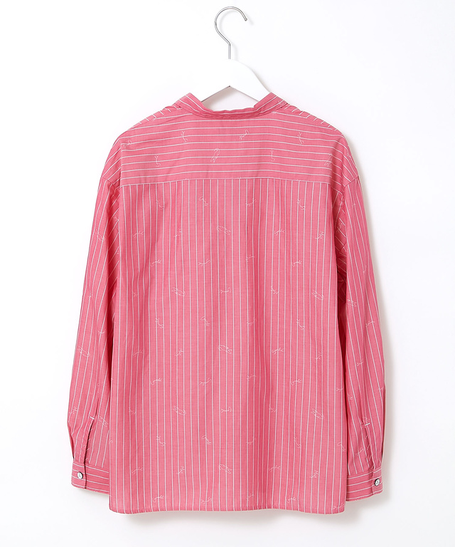 スキッパーカラー ストライプ ブラウス