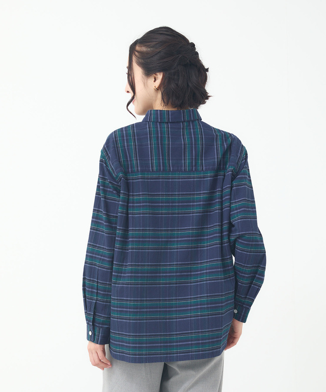 微起毛ピケ チェック柄 ブラウス