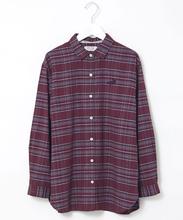 微起毛ピケ チェック柄 ブラウス