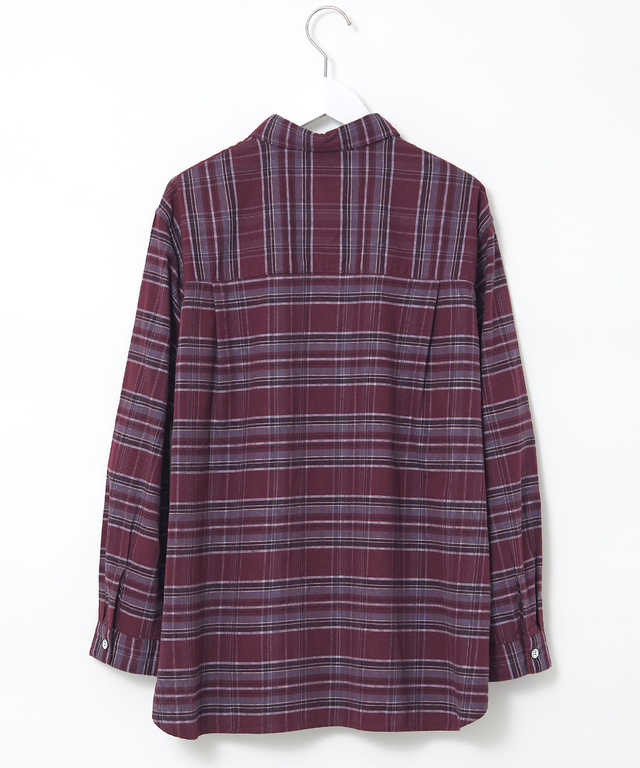 微起毛ピケ チェック柄 ブラウス